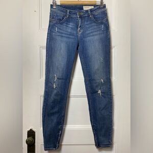 PISTOLA Zipper Cuff Distressed Skinny Leg Jeans Blue Medium Wash Size 28
